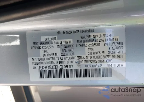 2018 Mazda Cx-5 Touring из США, поврежденный, VIN JM3KFBCM7J0351109